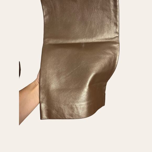 Ralph Ralph Lauren Vintage Metallic Bronze Leather High Rise Flare Pants 6 - Picture 7 of 13